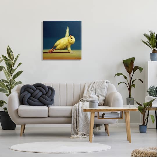 Stupell Industries Cute Yellow Chick Stretching Yoga Canvas Wall Art